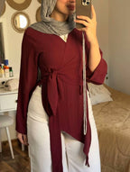 بلوزة كتان Wrap Top