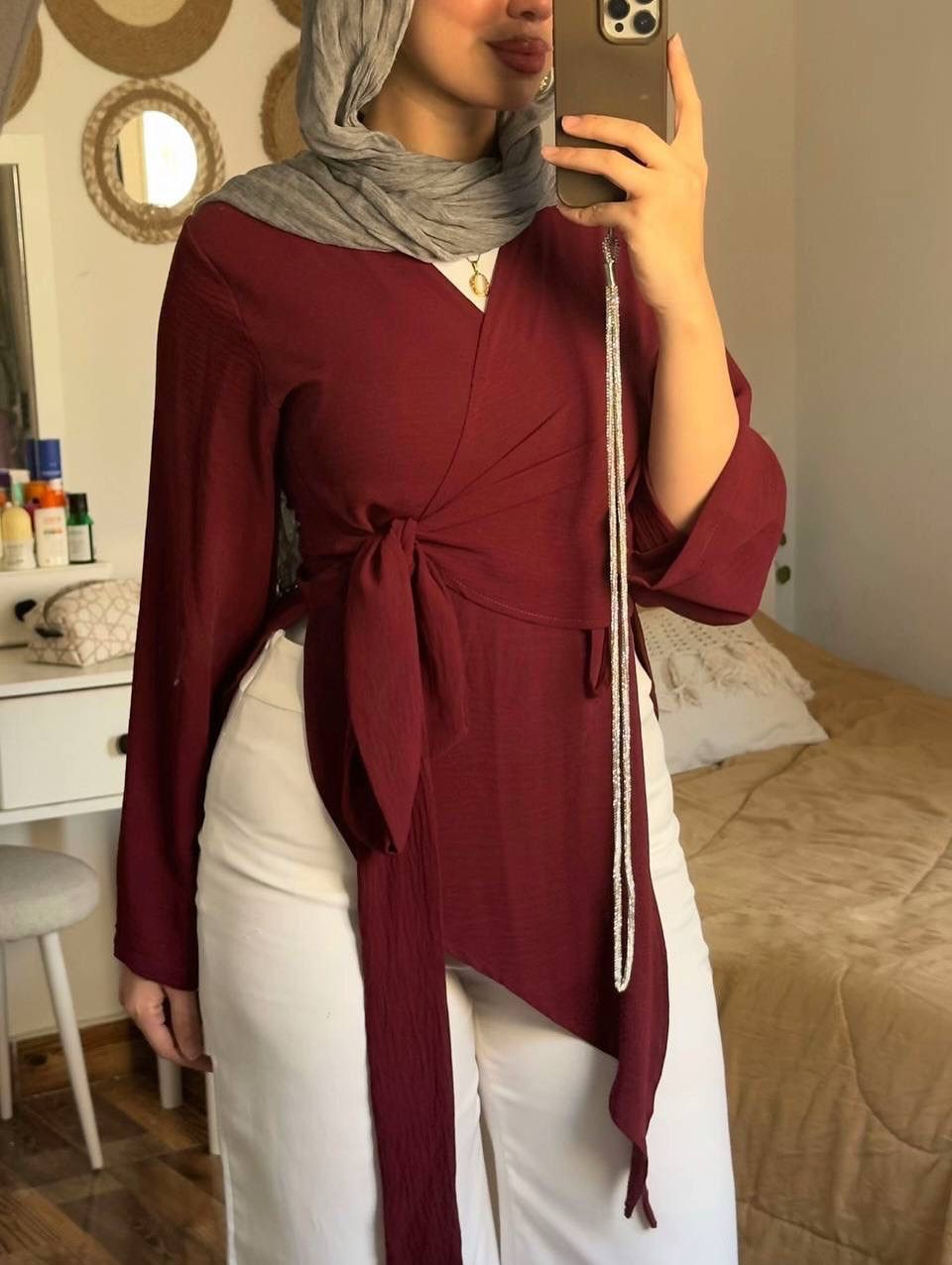بلوزة كتان Wrap Top