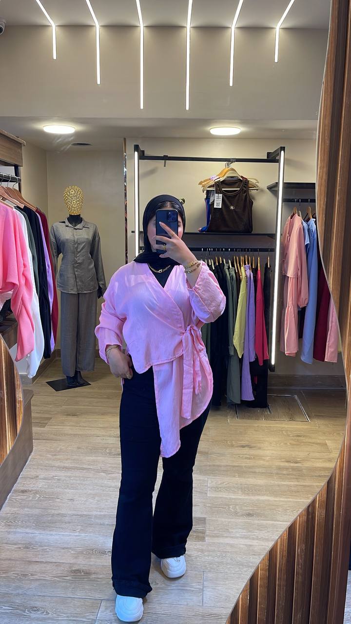 بلوزة كتان Wrap Top